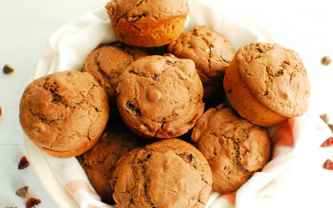 Muffins de Chocolate Integral com Cranberries dos EUA
